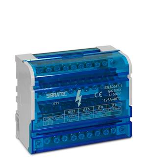 BLOCO  DISTRIBUICAO MODULAR 4 BARRAMENTOS X 11 LIGACOES 125A FIXACAO TRILHO DIN (S 10972 8572 