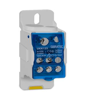 BLOCO  DISTRIBUICAO UKK-125G 125A 690V 1X16MM² 1X35MM² - 6X16MM² FIXACAO TRILHO 10973 11163 