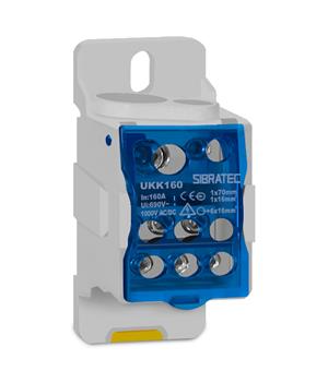 BLOCO  DISTRIBUICAO UKK-160G 160A 690V 1X16MM² 1X70MM² - 6X16MM² FIXACAO TRILHO 10974 11164 