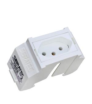 TOMADA  2P+T 10A 250VCA ABS NBR14136 C/ FIXACAO P/ TRILHO DIN 35 153 014868 
