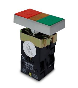 BOTAO  DUPLO LIGA/DESLIGA RETANGULAR 24V 1NA+1NF METALICO IL 23519 BW8365 