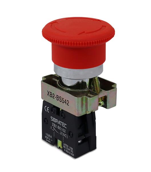 BOTAO  EMERGENCIA C/TRAVA 1NF VM METALICO GIRA P/DESTRAVAR 23601 XB2BS542