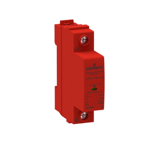 DISPOSITIV  PROTECAO CONTRA SURTOS 1 POLO 15-30KA CLASSE II 275VAC VM 27285 DPS130M275