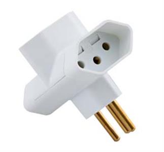 PLUGUE  3 SAIDAS 2P+T 10A 250VCA TERMOPLASTICO BR NBR14136 36753 57400080 