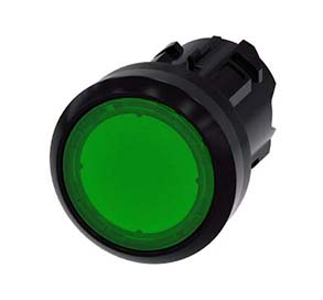 BOTAO  COMANDO ILUMINADO 22MM 1NA VD PLASTICO REDONDO 3SU1 C/RETENCAO 530 3SU10010AA400AA0