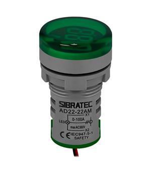 AMPERIMETRO  DIGITAL AD22-22AM-G 22MM 0-100A 60-380VCA VD 18407 AD2222AMG 