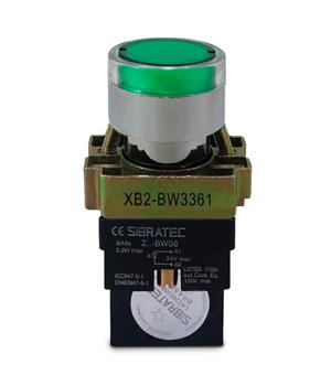 BOTAO  IMPULSO ILUMINADO 24VCC/CA 1NA VD METALICO 23502 9707 