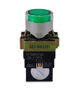 BOTAO  IMPULSO ILUMINADO 220VCA 1NA VD METALICO 23506 BW3361 