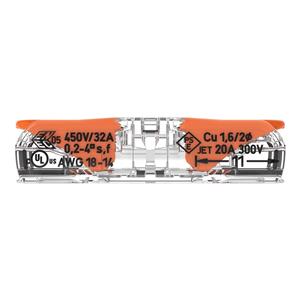 CONECTOR  221 INLINE DE EMENDA COM ALAVANCA 0,2-4MM° 2 POLOS (WAGO) 56509